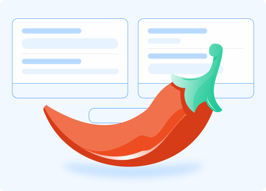 Image of a chili pepper over an abstract representation of a pairwise choice question